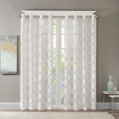 Semi Sheer White Curtains Bed Bath, Sheer White Curtains With Pattern