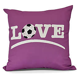 Love Soccer Square Throw Pillow in Pink