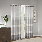 Alternate image 1 for Madison Park Hayden Striped Sheer 95-Inch Grommet Top Window Curtain Panel in Grey (Single)