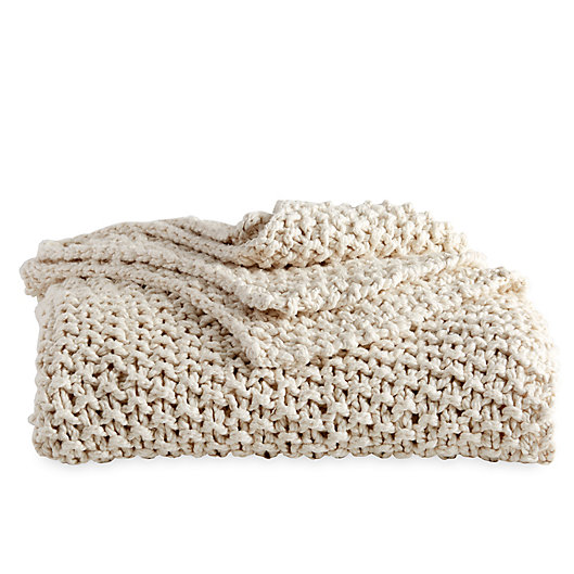 Alternate image 1 for DKNYpure® Silky Chunky Knit Throw Blanket in Natural