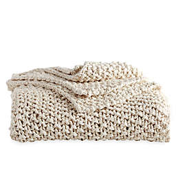 DKNYpure® Silky Chunky Knit Throw Blanket in Natural