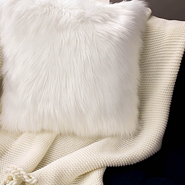Jean Pierre Faux Fur Square Throw Pillow in White (Set of 2). View a larger version of this product image.