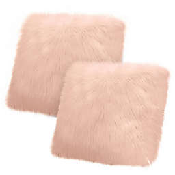 Jean Pierre Faux Fur Square Throw Pillow in Blush (Set of 2)