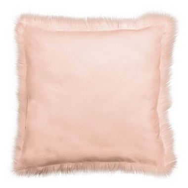 Jean Pierre Faux Fur Square Throw Pillow in Blush (Set of 2). View a larger version of this product image.