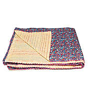Kantha Cotton Throw in Purple and Yellow