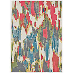 Weave & Wander Saluda Abstract Ikat Rug in Watermelon Red/Green