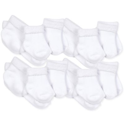 Gerber&reg; Size 0-3M 12-Pack Terry Socks in White