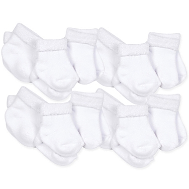 Gerber&reg; Size 0-3M 12-Pack Terry Socks in White. View a larger version of this product image.