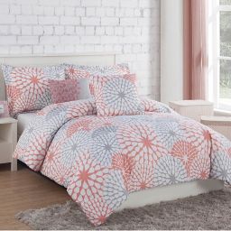 coral and grey baby bedding