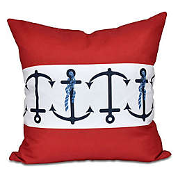 Anchor Stripe Square Throw Pillow in Red