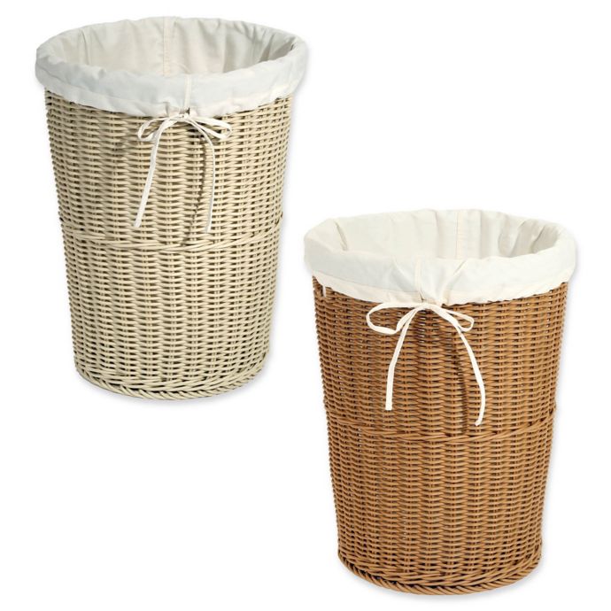 white wicker laundry hamper