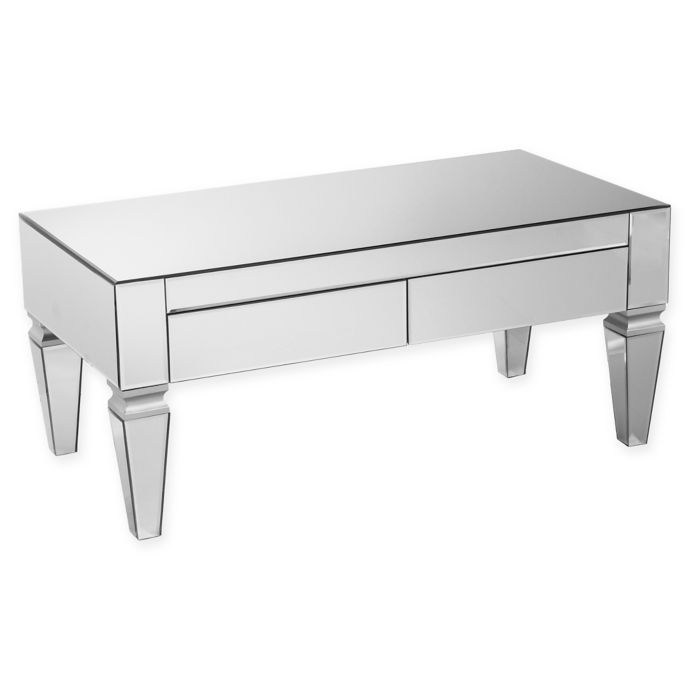 Southern Enterprises Darien Contemporary Mirrored Rectangle Cocktail Table in Silver Bed Bath