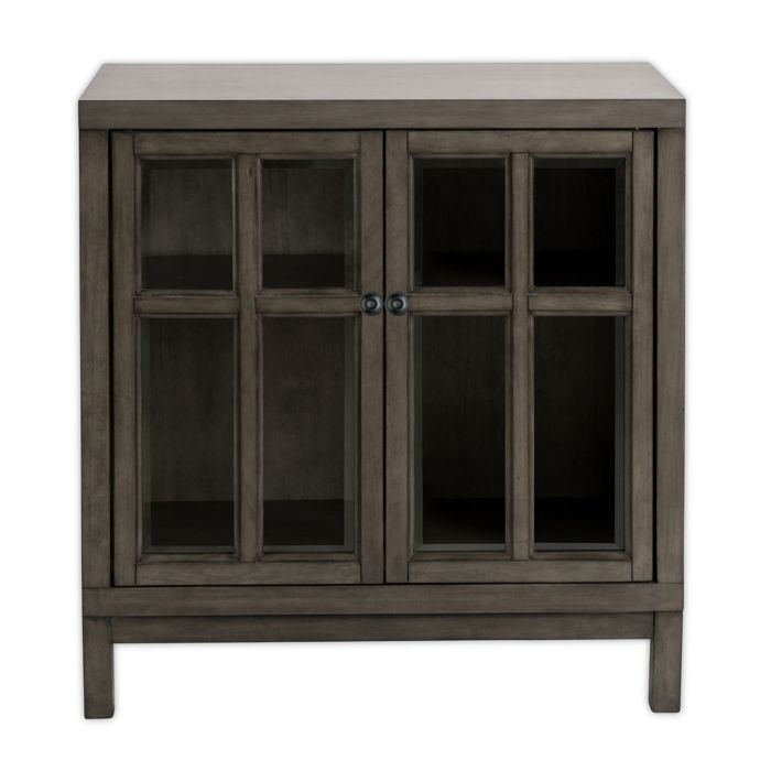 Madison Park Helena Wood And Glass 2 Door Credenza In Chardon Grey