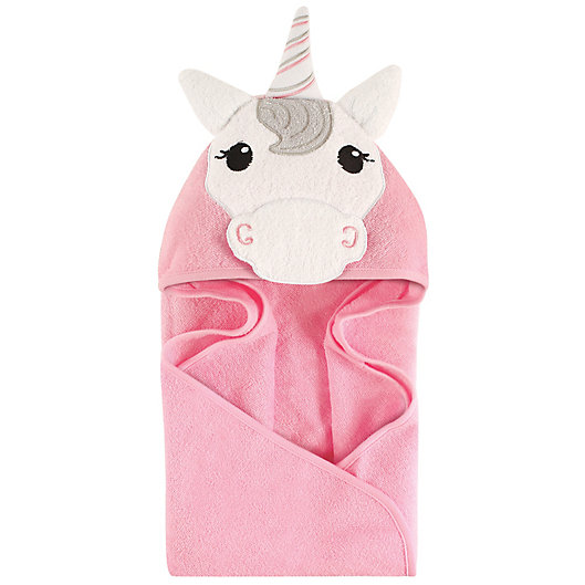 Alternate image 1 for Hudson Baby® Unicorn Hooded Towel in Pink/White