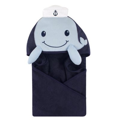 whale hooded baby towel