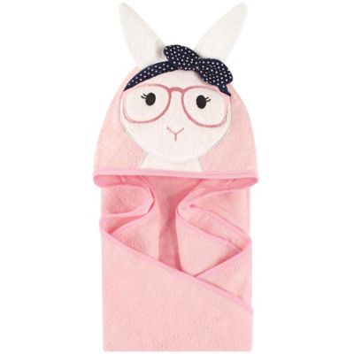 Little Treasures Hip Bunny Hooded Towel in Pink/Navy