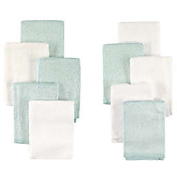 Little Treasures 10-Pack Luxurious Washcloths in Mint/White