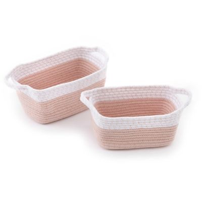 pink storage baskets