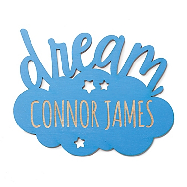 Dream Cloud Wood Plaque in Blue. View a larger version of this product image.