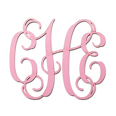 Monogram Wood Plaque in Pink. View a larger version of this product image.