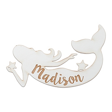 Mermaid Wood Plaque in White. View a larger version of this product image.