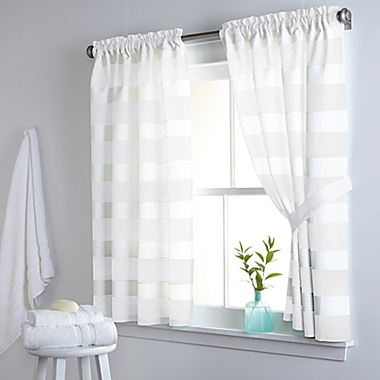 DKNY Highline Stripe 38-Inch x 45-Inch Cotton Window Curtain Panel Pair in White. View a larger version of this product image.