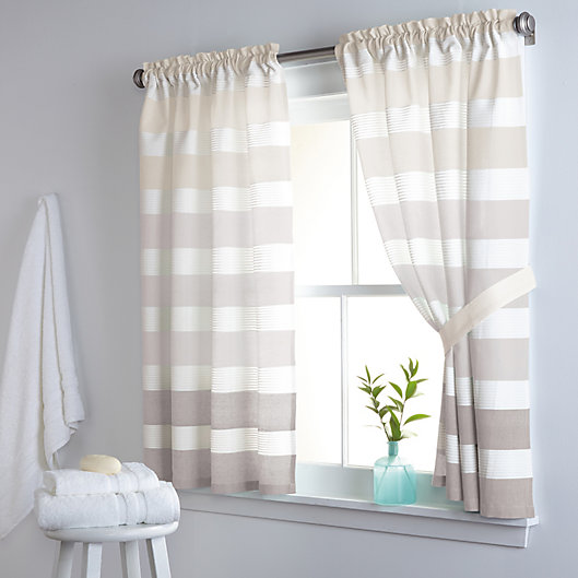 Alternate image 1 for DKNY Highline Stripe 38-Inch x 45-Inch Cotton Window Curtain Panel Pair in Taupe
