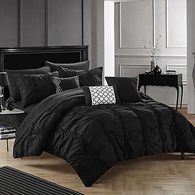 Chic Home Voni 10-Piece King Comforter Set in Black. View a larger version of this product image.