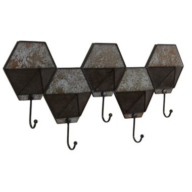 Household Essentials® Hexagon Wall-Mount Coat Rack in Grey/ Black | Bed ...