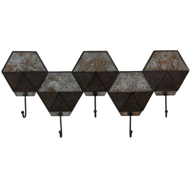 Household Essentials® Hexagon Wall-Mount Coat Rack in Grey/ Black | Bed ...