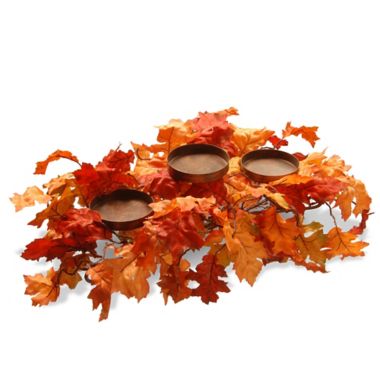 National Tree Company&reg; Maple Leaf Candle Holder in Orange. View a larger version of this product image.