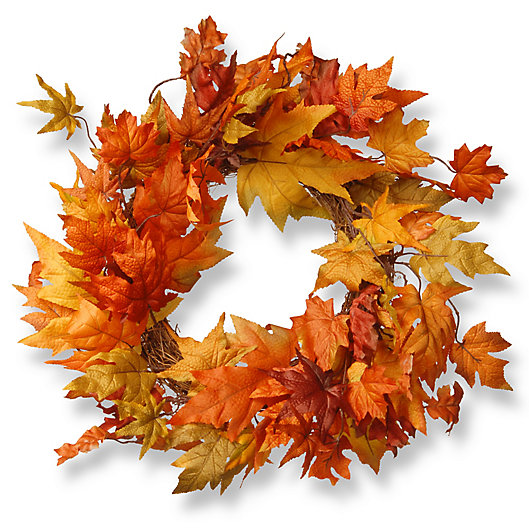 Alternate image 1 for National Tree 24-Inch Maple Leaf Wreath in Orange