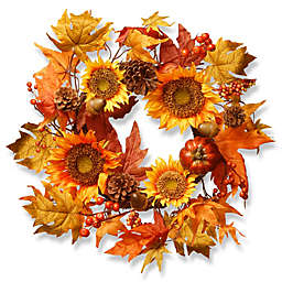 National Tree 22-Inch Sunflower Wreath in Orange