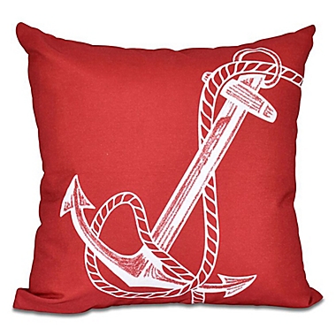 Anchor Square Throw Pillow in Red. View a larger version of this product image.