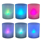 Color Changing Battery Operated LED Lights in Frosted Votive Holders (Set of 6)