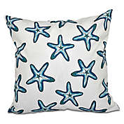E by Design Soft Starfish Geometric Throw Pillow in Teal