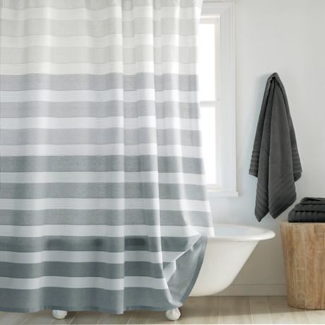Dkny Highline Stripe Shower Curtain, Gray And White Bathroom Shower Curtain