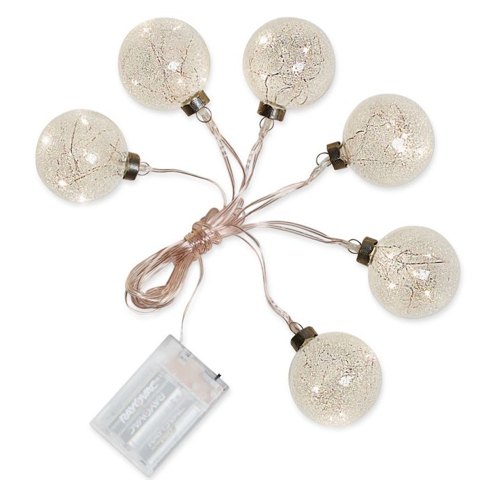 Loft Living 10Light Battery Powered LED Frosted Crackle Globe String