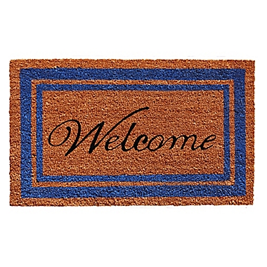 Home & More 18-Inch x 30-Inch Blue Border Welcome Door Mat in Natural. View a larger version of this product image.