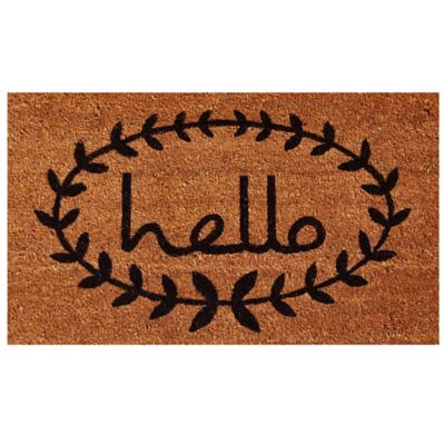 Home & More Calico Hello Door Mat in Natural/Black