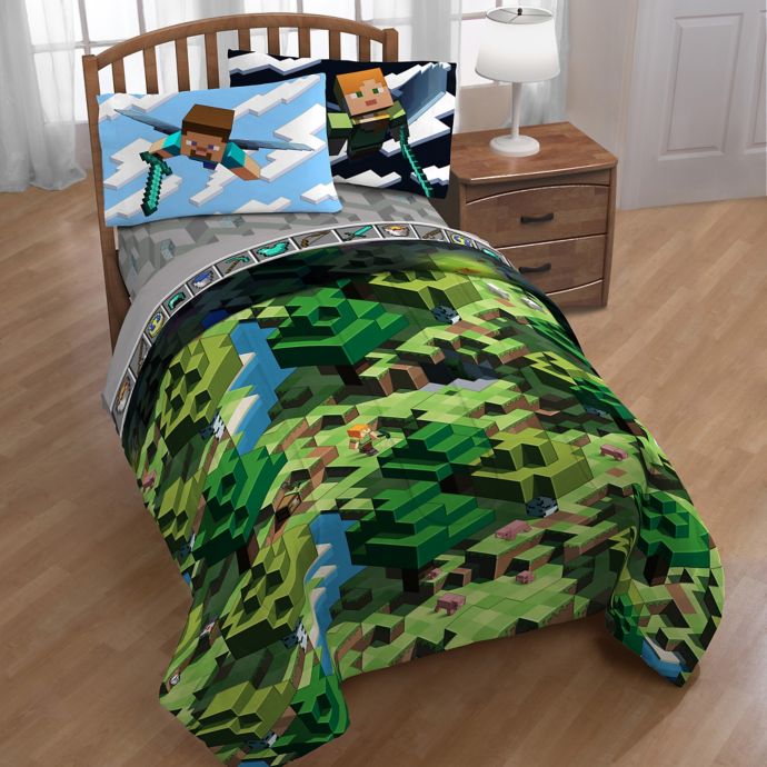 Minecraft Twin Full Comforter In Green Bed Bath And Beyond Canada