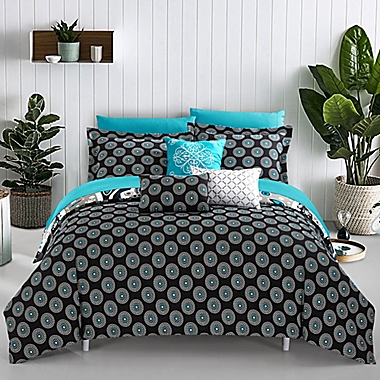 Chic Home Bryton 10-Piece Reversible Queen Comforter Set in Black. View a larger version of this product image.