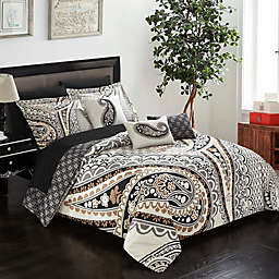 Chic Home Edmund 10-Piece Reversible King Comforter Set in Beige