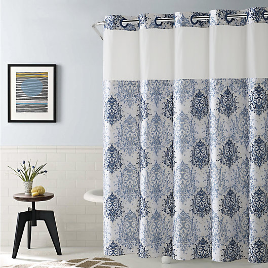 Hookless Ikat Shower Curtain Bed, White Hookless Shower Curtain