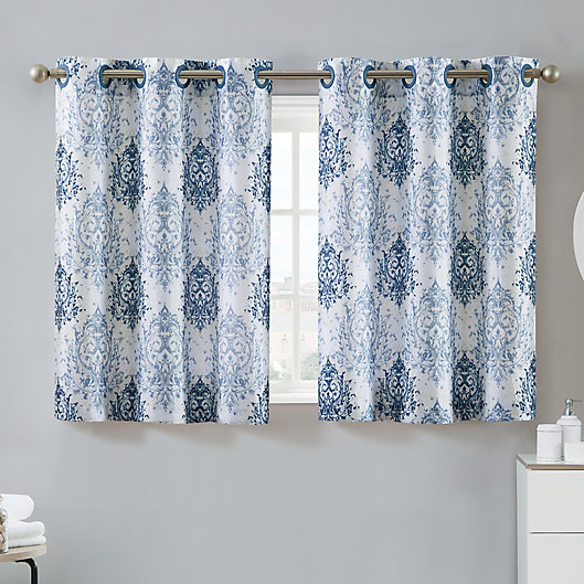 Alternate image 1 for Hookless® Ikat 38-Inch x 45-Inch Window Curtain Tier Pair in Estate Blue