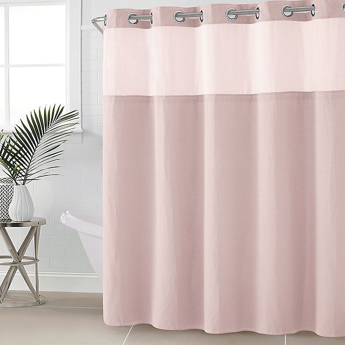 Hookless Waffle Fabric Shower Curtain, 80 Shower Curtain