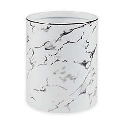 Marble Ceramic Wastebasket in Silver