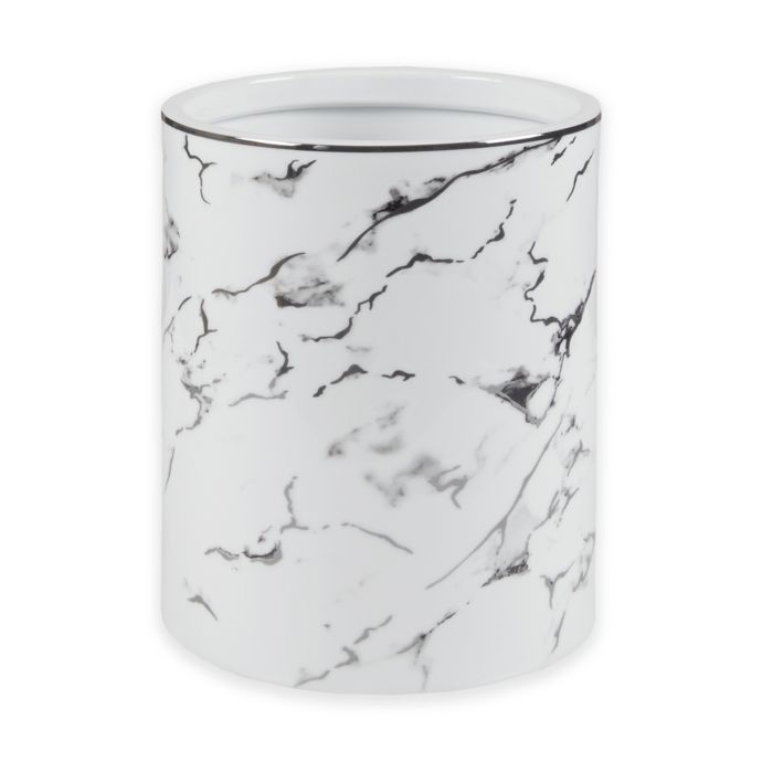 Marble Ceramic Wastebasket in Silver | Bed Bath and Beyond Canada