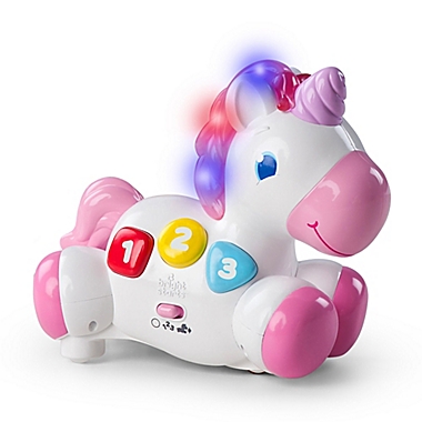 Bright Starts&trade; Rock & Glow Unicorn in Pink. View a larger version of this product image.