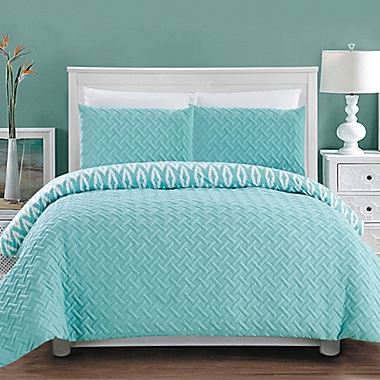 Chic Home Maritoni 7-Piece Reversible Queen Comforter Set in Aqua. View a larger version of this product image.